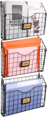 Stackable Hanging Wall Files Rack&3-Tier Metal Folder Wall File Holder
