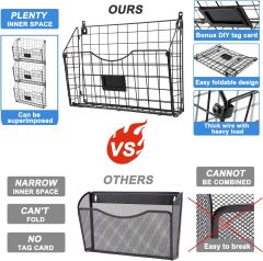 Stackable Hanging Wall Files Rack&3-Tier Metal Folder Wall File Holder
