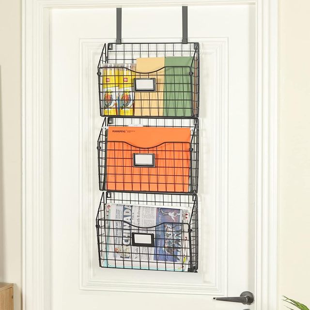 Hanging Wall Files Rack S Shape Hooks3 Tier Over the Door File Organizer