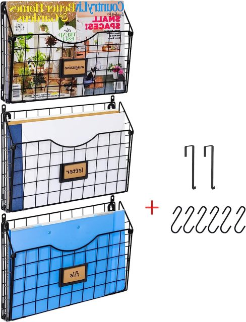Hanging Wall Files Rack S Shape Hooks3 Tier Over the Door File Organizer