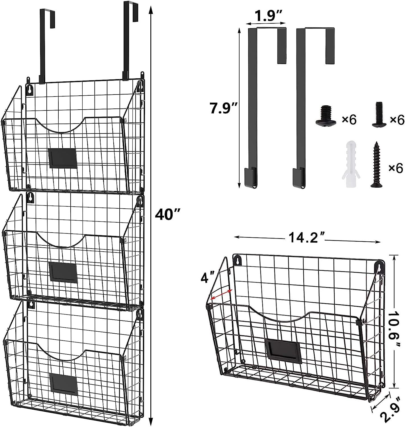 Hanging Wall Files Rack S Shape Hooks3 Tier Over the Door File Organizer