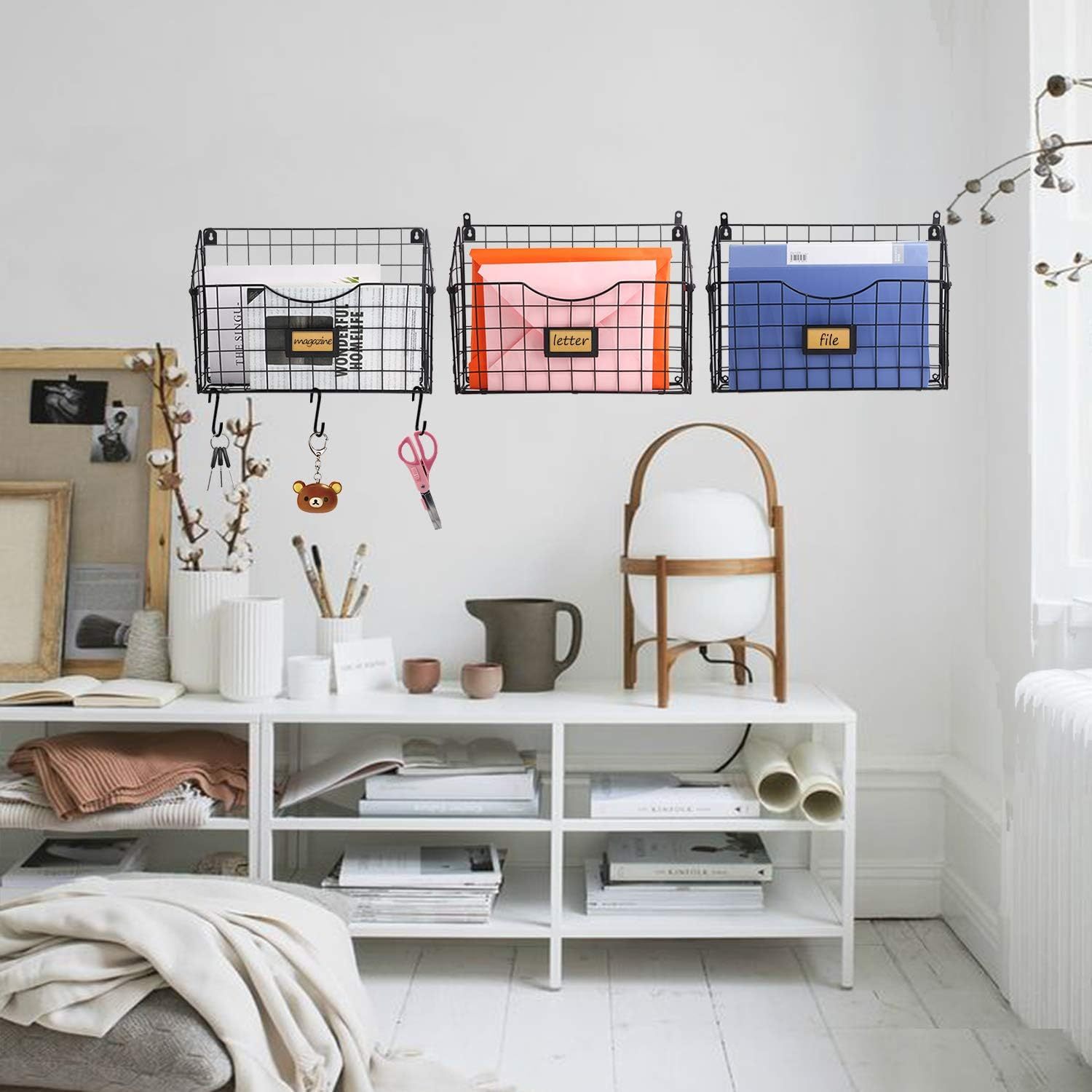 Hanging Wall Files Rack S Shape Hooks3 Tier Over the Door File Organizer