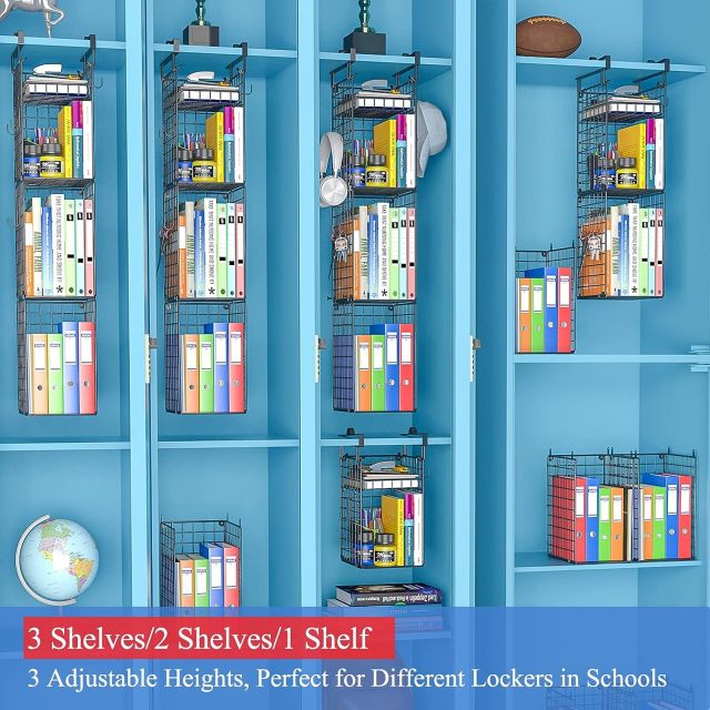 3-Shelf Hanging Locker Organizer for School Upgraded School Locker Shelf