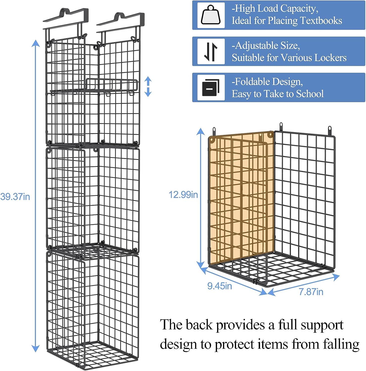 3-Shelf Hanging Locker Organizer for School Upgraded School Locker Shelf