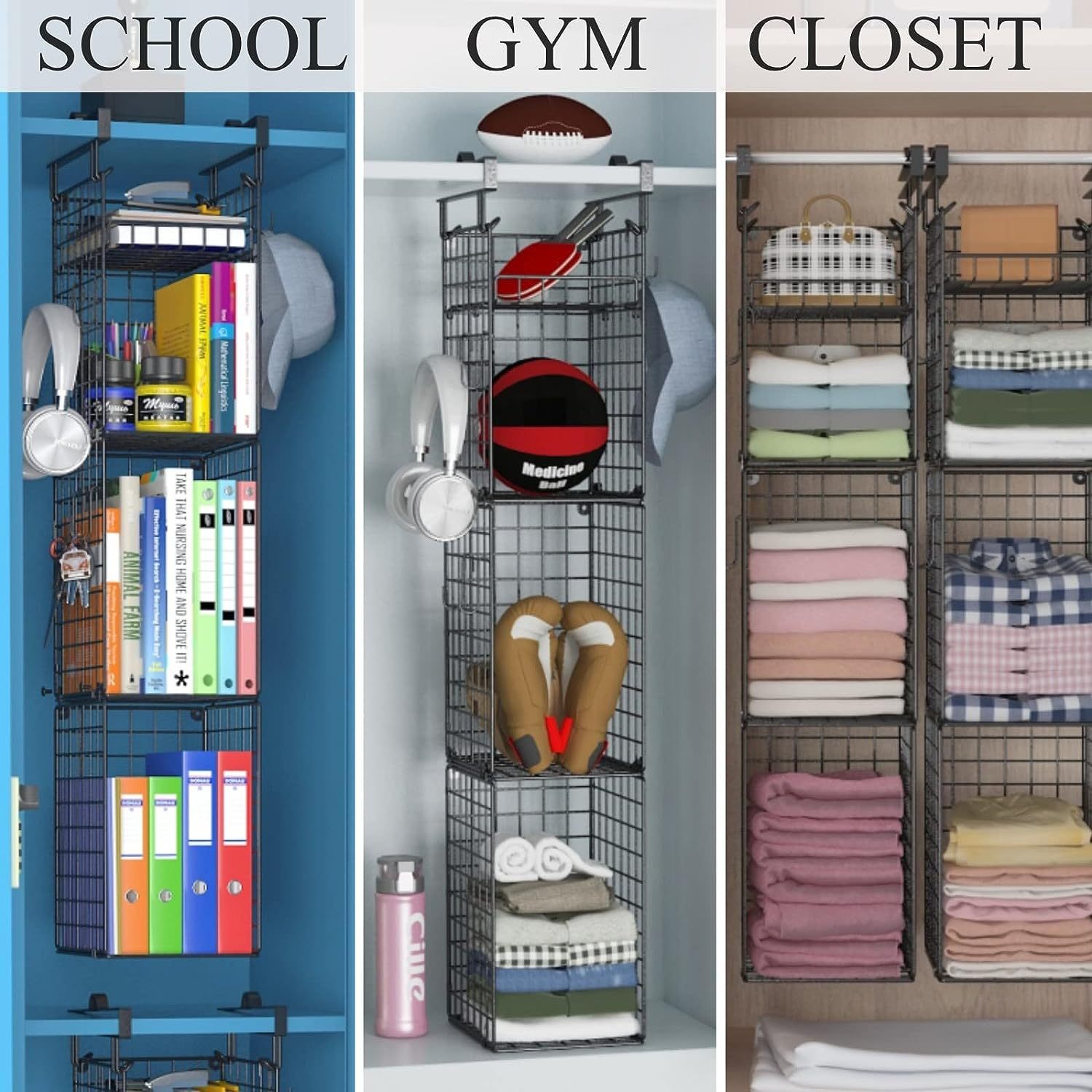 3-Shelf Hanging Locker Organizer for School Upgraded School Locker Shelf