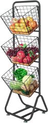 3-Tier-fruit-Wire-Market-Basket-Stand Kitchen Snack Vegetable Metal baskets Storage Tiered Wire Basket Organizer