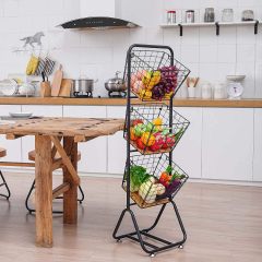 3-Tier-fruit-Wire-Market-Basket-Stand Kitchen Snack Vegetable Metal baskets Storage Tiered Wire Basket Organizer