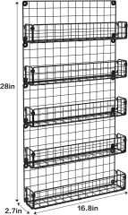5-Tier Wall Mounted Stackable Hanging Spice Jars Storage Racks