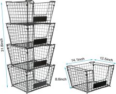 XXXL Size 4 Pack Stackable Fruits Vegetables Storage Basket with Name Plate