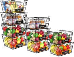 XXXL Size 4 Pack Stackable Fruits Vegetables Storage Basket with Name Plate