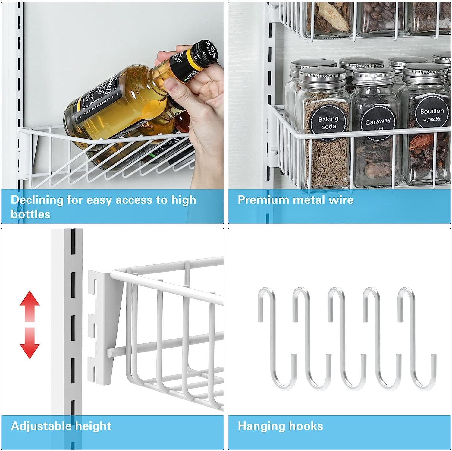 6 Tier Hanging Height-Adjustable Wire Spice Shelves Seasoning Holder Rack