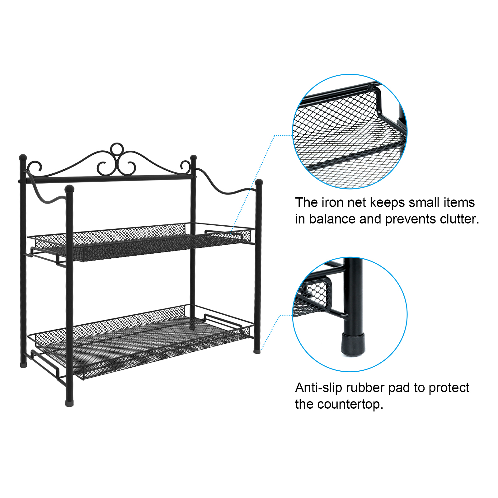2-Tier Spice Organizer kitchen counter organizer Standing Seasoning Rack Spice Shelf Storage Holder