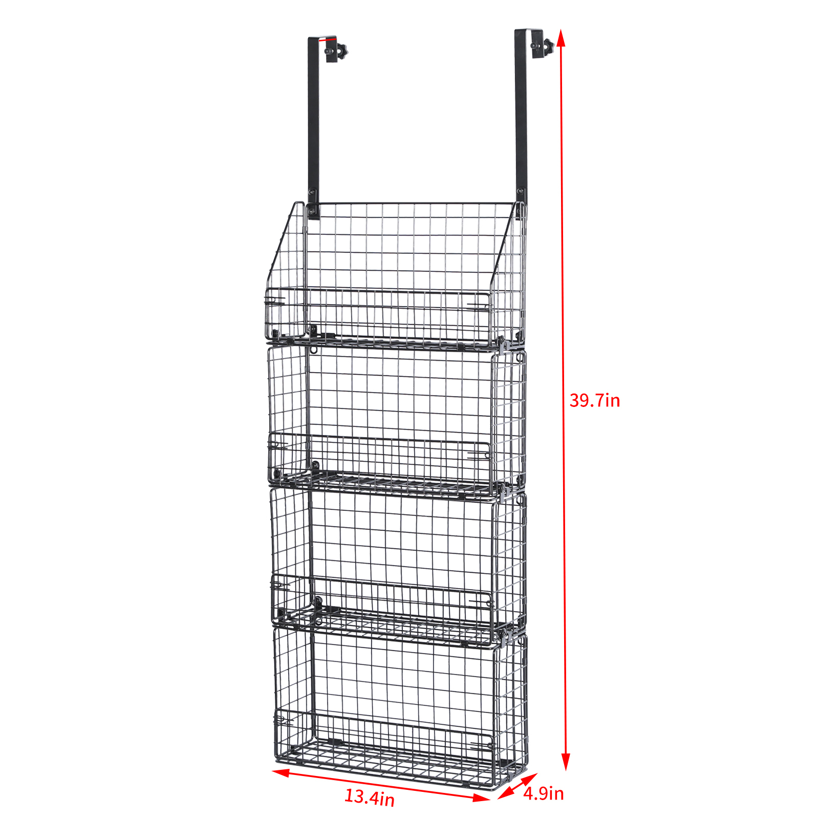 Over The Door Organizer - 4-Tier Pantry Door Organizer Hanging Storage Rack & Detachable And Foldable Metal Seasoning Spice Basket