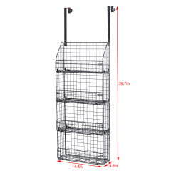 Over The Door Organizer - 4-Tier Pantry Door Organizer Hanging Storage Rack & Detachable And Foldable Metal Seasoning Spice Basket