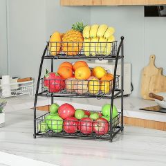 3-tier Large Capacity Fruit Bowl Baskets for Kitchen Counter, Wire Baskets for Storage of Snack Produce Potato Onion
