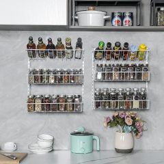 6 Tier Hanging Height-Adjustable Wire Spice Shelves Seasoning Holder Rack