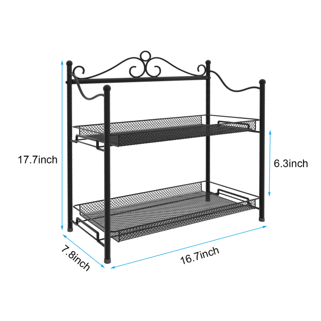 2-Tier Spice Organizer kitchen counter organizer Standing Seasoning Rack Spice Shelf Storage Holder