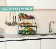 3-tier Large Capacity Fruit Bowl Baskets for Kitchen Counter, Wire Baskets for Storage of Snack Produce Potato Onion
