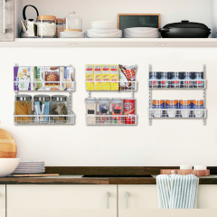 6-Tier Adjustable Metal Baskets Pantry Door Organizer (White)