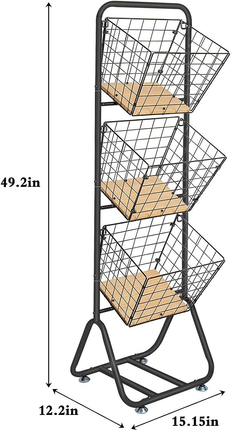 3-Tier-fruit-Wire-Market-Basket-Stand Kitchen Snack Vegetable Metal baskets Storage Tiered Wire Basket Organizer
