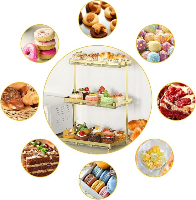 3 Tier Serving Tray for Dessert Pastry Decorate Display, Rectangle Cupcake Tower Perfect for Party, Wedding, Baby Shower