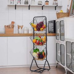 3-Tier-fruit-Wire-Market-Basket-Stand Kitchen Snack Vegetable Metal baskets Storage Tiered Wire Basket Organizer