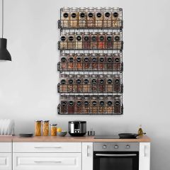 5-Tier Wall Mounted Stackable Hanging Spice Jars Storage Racks