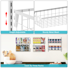 6-Tier Adjustable Metal Baskets Pantry Door Organizer (White)