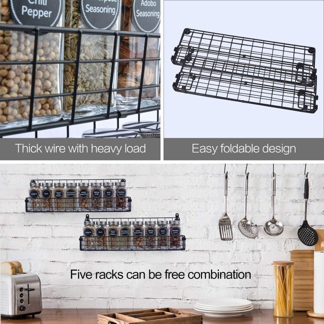 5-Tier Wall Mounted Stackable Hanging Spice Jars Storage Racks