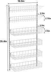 6 Tier Hanging Height-Adjustable Wire Spice Shelves Seasoning Holder Rack