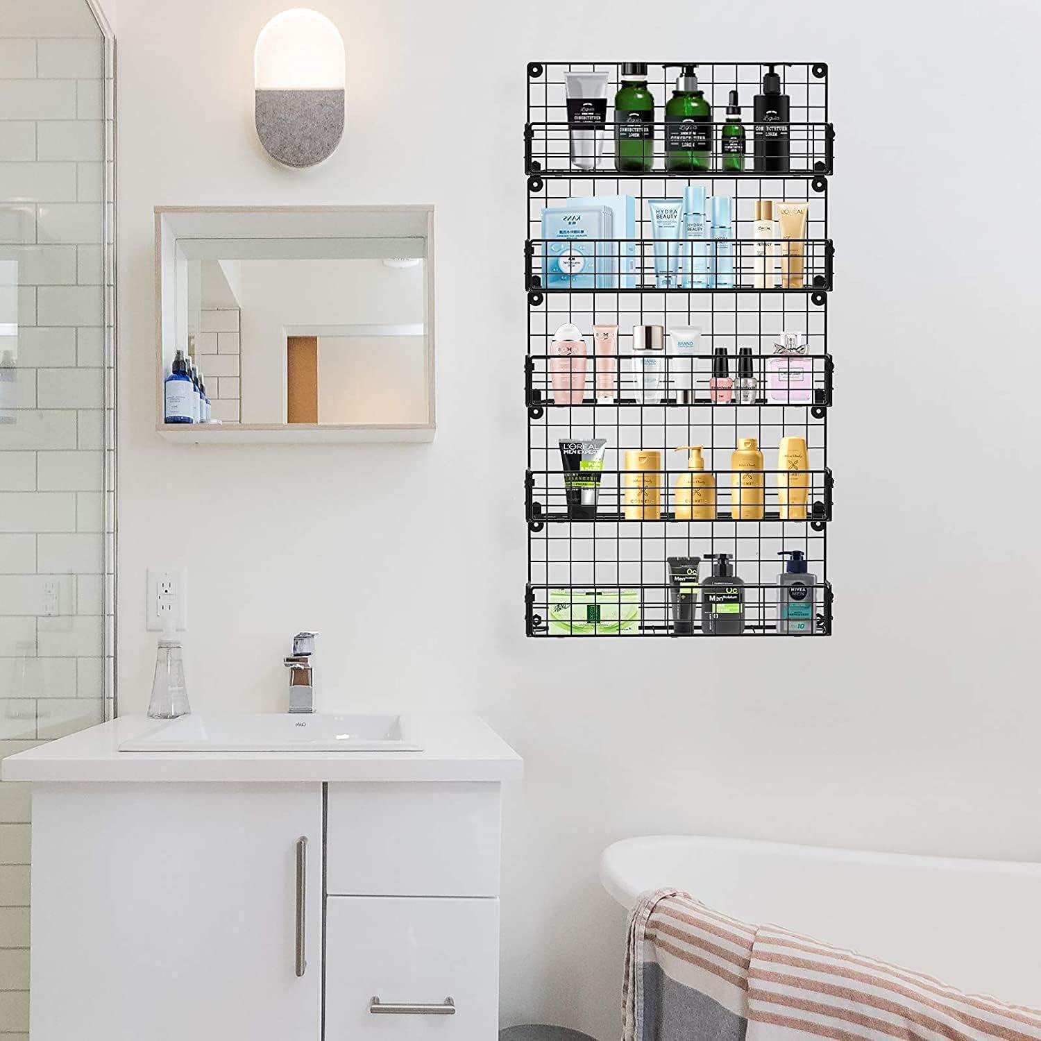 5-Tier Wall Mounted Stackable Hanging Spice Jars Storage Racks