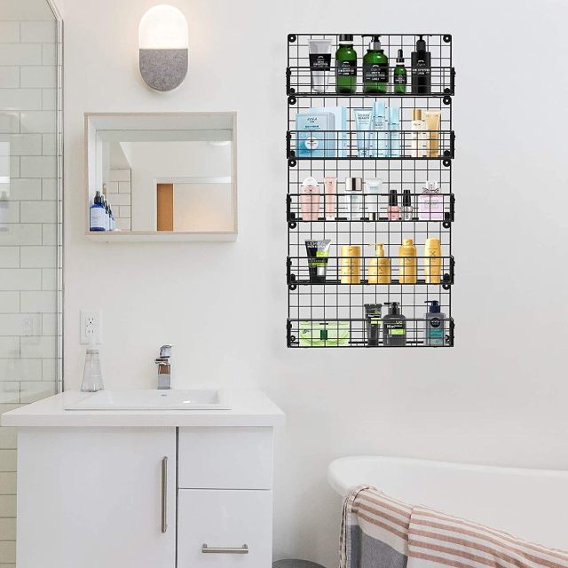 5-Tier Wall Mounted Stackable Hanging Spice Jars Storage Racks