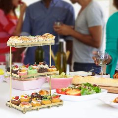 3 Tier Serving Tray for Dessert Pastry Decorate Display, Rectangle Cupcake Tower Perfect for Party, Wedding, Baby Shower