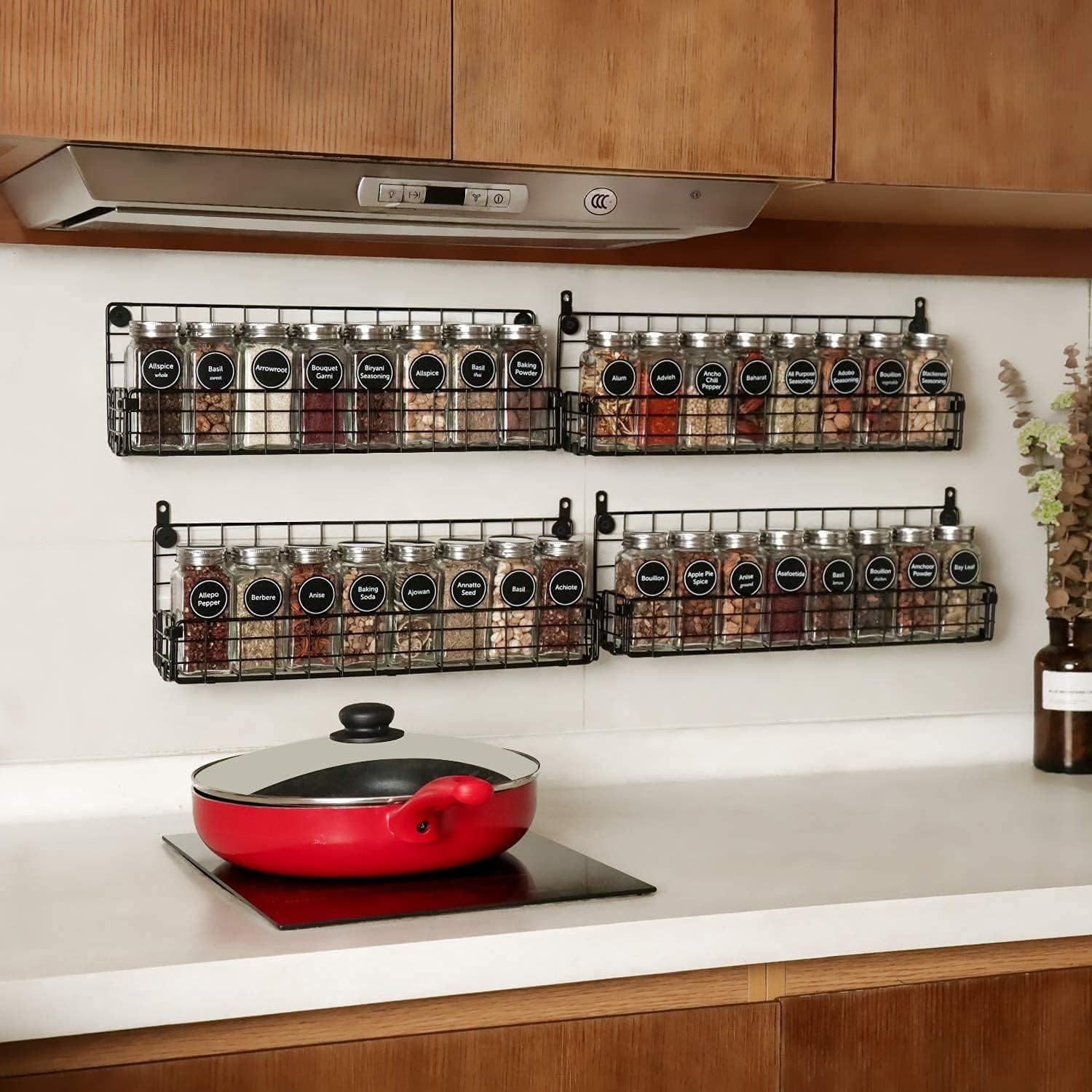 5-Tier Wall Mounted Stackable Hanging Spice Jars Storage Racks