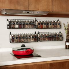 5-Tier Wall Mounted Stackable Hanging Spice Jars Storage Racks