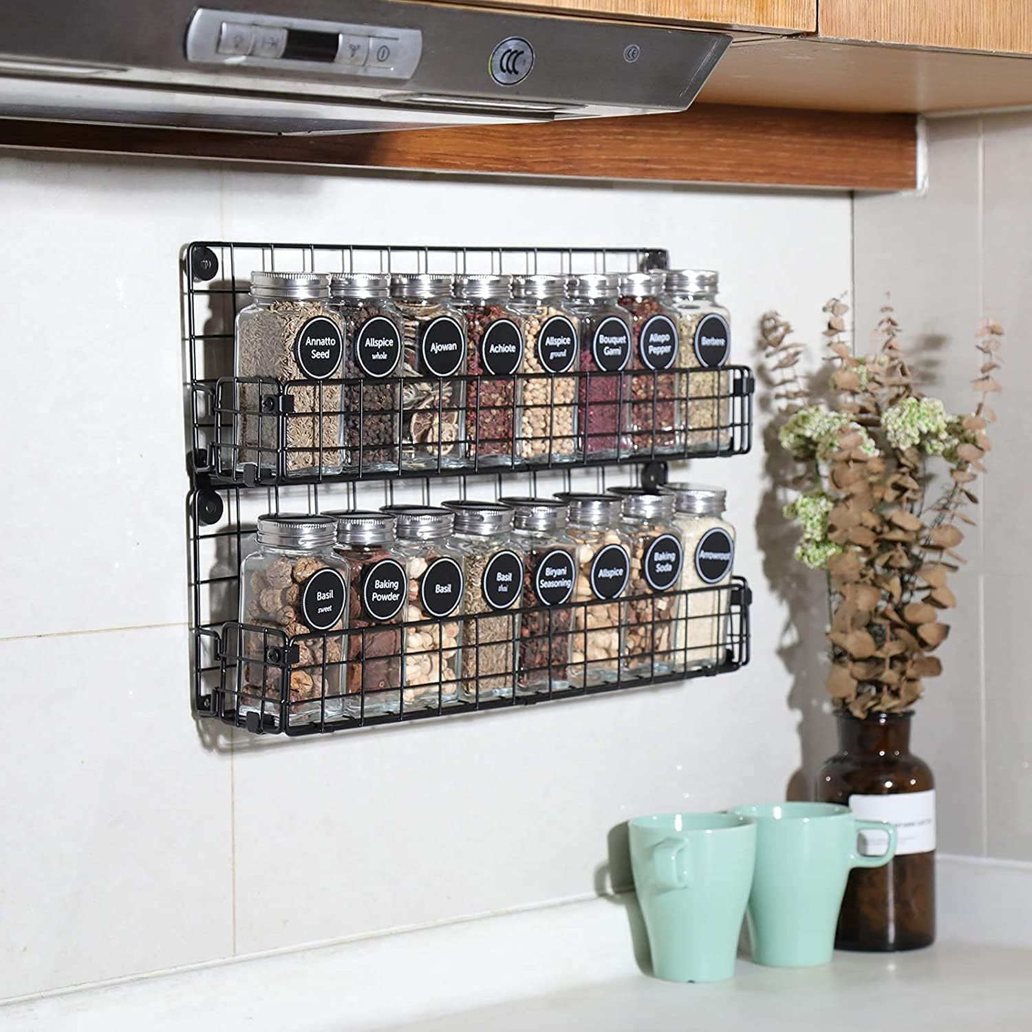 5-Tier Wall Mounted Stackable Hanging Spice Jars Storage Racks