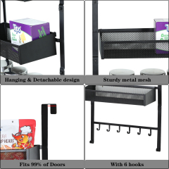 5-Tier Pantry Over the Door Spice Racks  with 4 Baskets & 6 Hooks