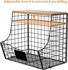 Counter&Wall Mounted Pantry 3 Pack Fruit Basket for Kitchen with Wood Lid