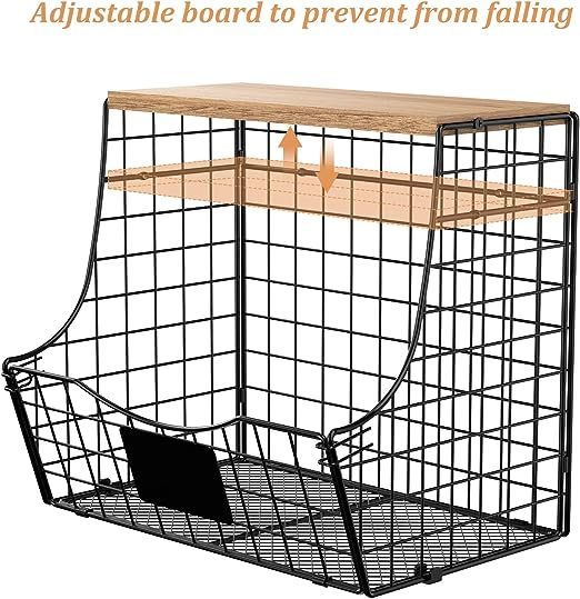 Counter&Wall Mounted Pantry 3 Pack Fruit Basket for Kitchen with Wood Lid