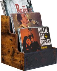 Stepped 3 Tier Record Crate Wooden Album Storage Desktop Organizer Box for Vinyl