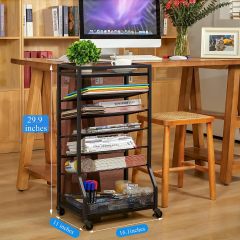 7 Tier File Organizer Beside Desk Rolling File Cart with Sliding Trays