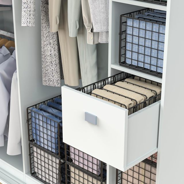 2 Pack Metal Wardrobe Clothes Organizer with Adjustable & Removable Dividers