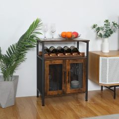 Wine Bar Rack Cabinet Detachable Wine Rack Coffee Bar Cabinet with Glass Holder