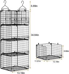 4 Tire Hanging Closet Organizer Stackable Storage Clothes Hanging Shelves With 3 Dividers