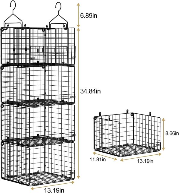 4 Tire Hanging Closet Organizer Stackable Storage Clothes Hanging Shelves With 3 Dividers
