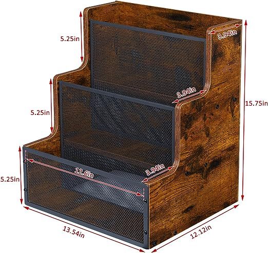Stepped 3 Tier Record Crate Wooden Album Storage Desktop Organizer Box for Vinyl
