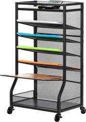 7 Tier File Organizer Beside Desk Rolling File Cart with Sliding Trays