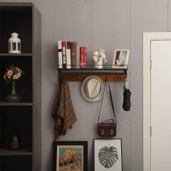 Wall Mount Pot Rack Storage Organizer 2 Tier Hanging Rails with 10 Hooks