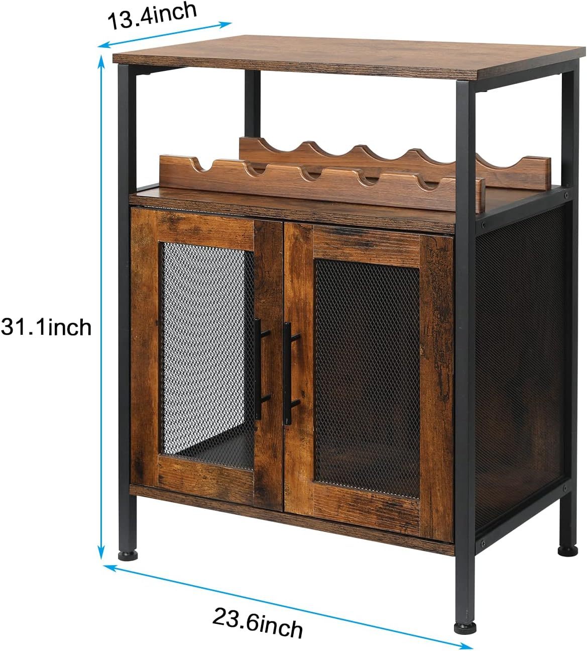 Wine Bar Rack Cabinet Detachable Wine Rack Coffee Bar Cabinet with Glass Holder