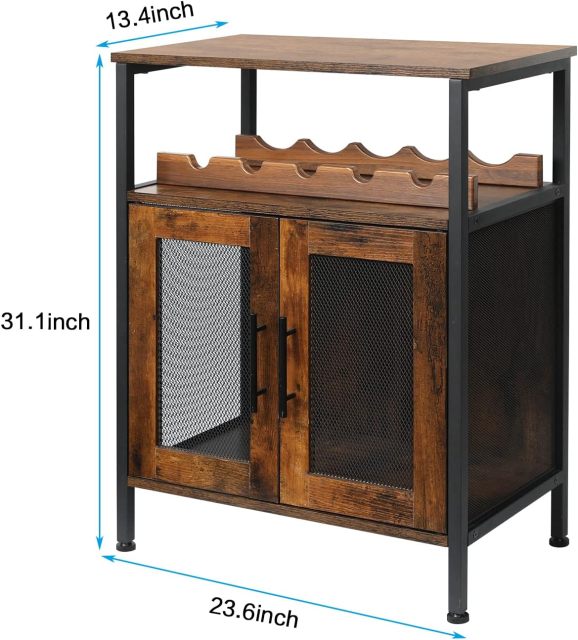 Wine Bar Rack Cabinet Detachable Wine Rack Coffee Bar Cabinet with Glass Holder